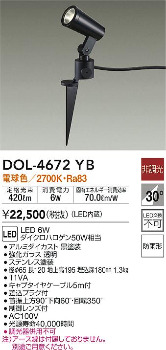 大光電機 DAIKO LEDアウトドアスポットライト ランプ別売 防雨形 電気工事必要 ブラック DOL-3767XB - 4