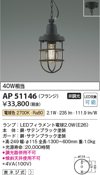 コイズミ照明 AP51146 LEDペンダント-