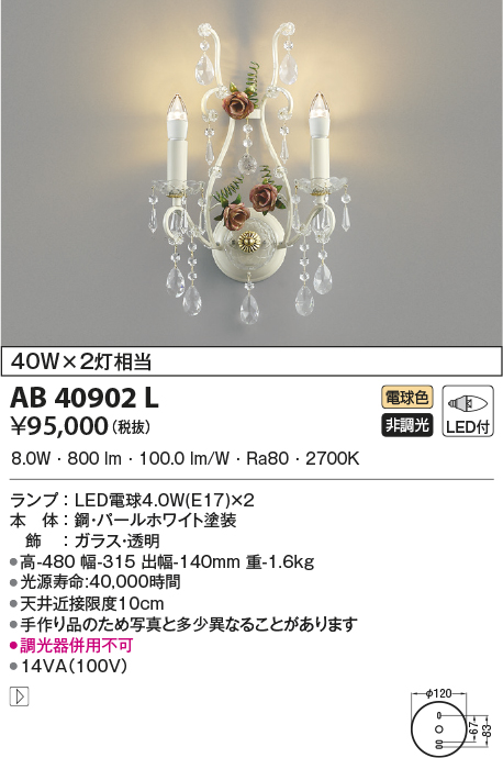 AB40902L(コイズミ照明) 商品詳細 ～ 照明器具・換気扇他、電設資材販売のブライト