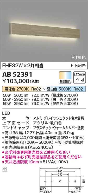 AB52391(コイズミ照明) 商品詳細 ～ 照明器具・換気扇他、電設資材販売