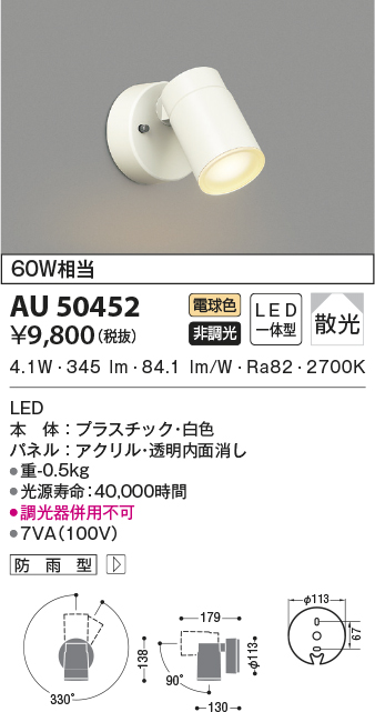 ＫＯＩＺＵＭＩ ＬＥＤエクステリアスポットライト ビーム球１５０Ｗ