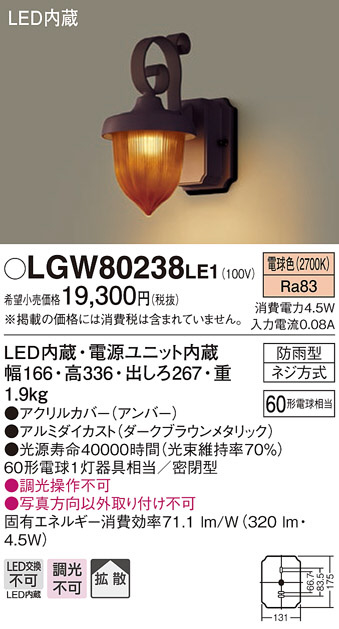 LGW80238LE1(パナソニック)エクステリア