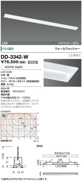 驚きの破格値2023 YAMADA 山田照明 ベースライト DD-3343-W リコメン堂