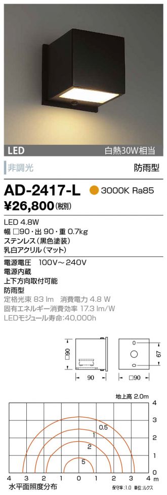 品質保証 照明ポイント山田照明 照明器具 激安 AD-2595-L ウォールライト yamada